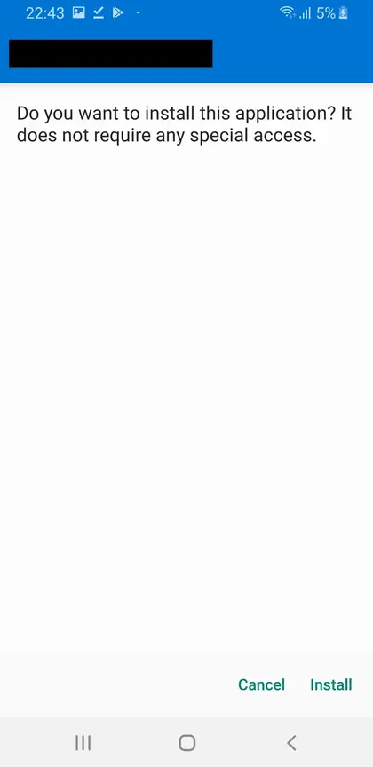 Android prompt asking whether to install the app